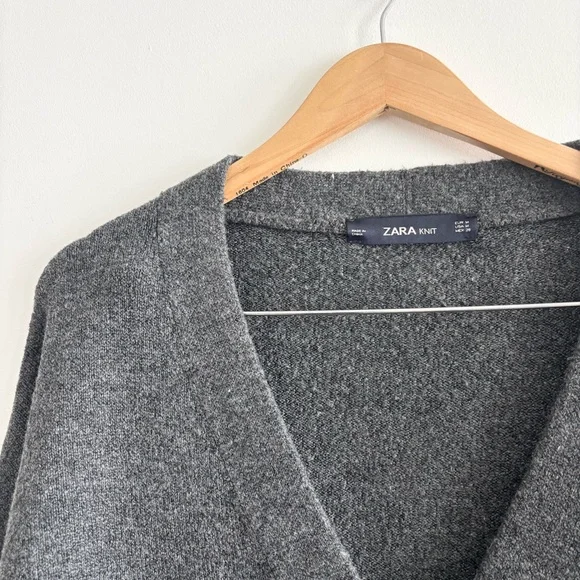 Zara Dark Button Down V-Neck Cardigan Sweater - Picture 2 of 11